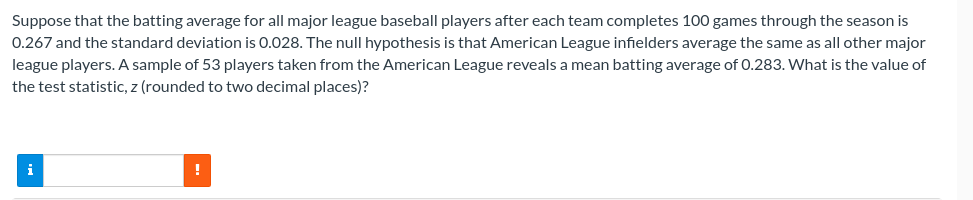 Solved Suppose that the batting average for all major league | Chegg.com