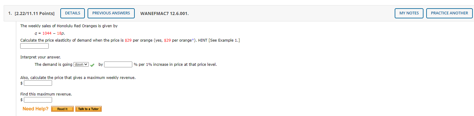 Solved 1. [2.22/11.11 Points] DETAILS PREVIOUS ANSWERS | Chegg.com