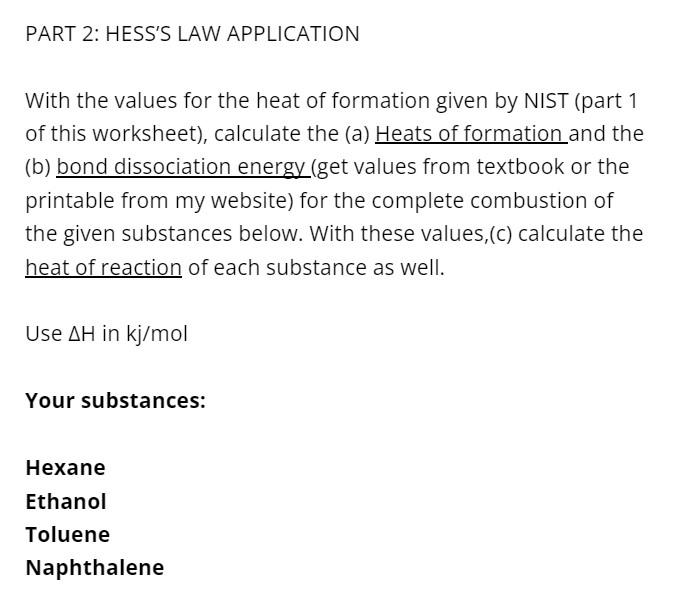 Heat Of Formation Worksheet - CALLEDTODAY