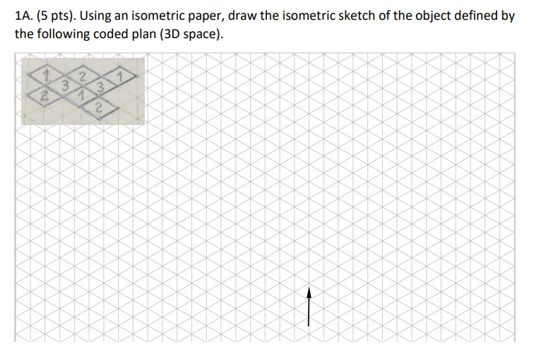 Solved 1A. (5 pts). Using an isometric paper, draw the | Chegg.com