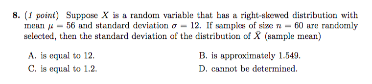 Solved = 8. (1 point) Suppose X is a random variable that | Chegg.com