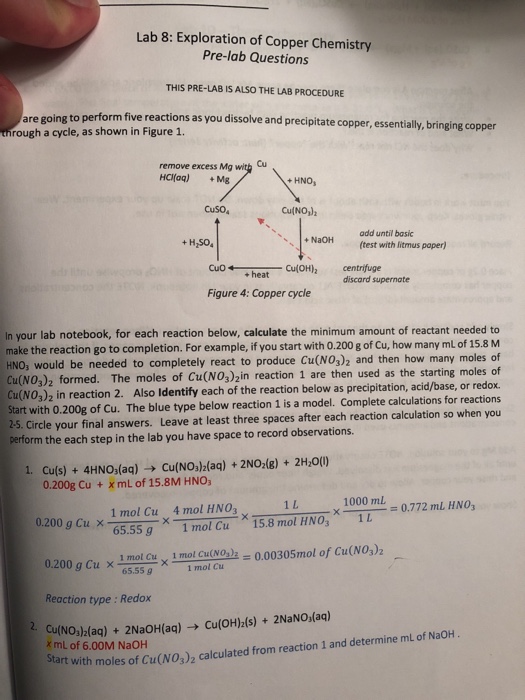 Solved Lab 8: Exploration of Copper Chemistry Pre-lab | Chegg.com