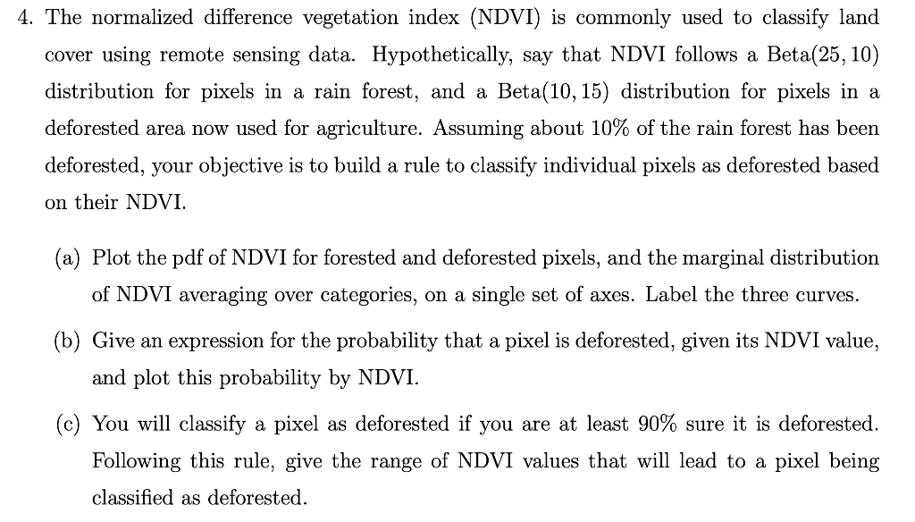 4. The normalized difference vegetation index (NDVI) | Chegg.com