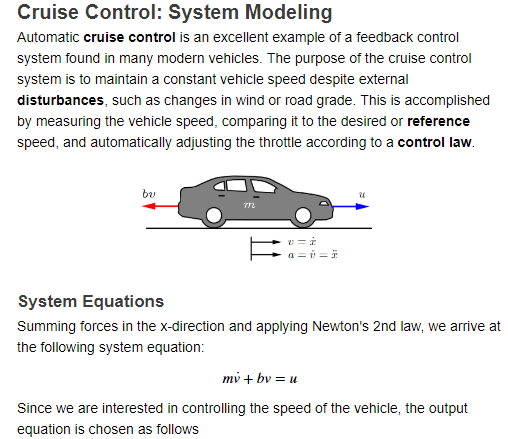 Solved Cruise Control System Modeling Automatic Cruise C Chegg Com