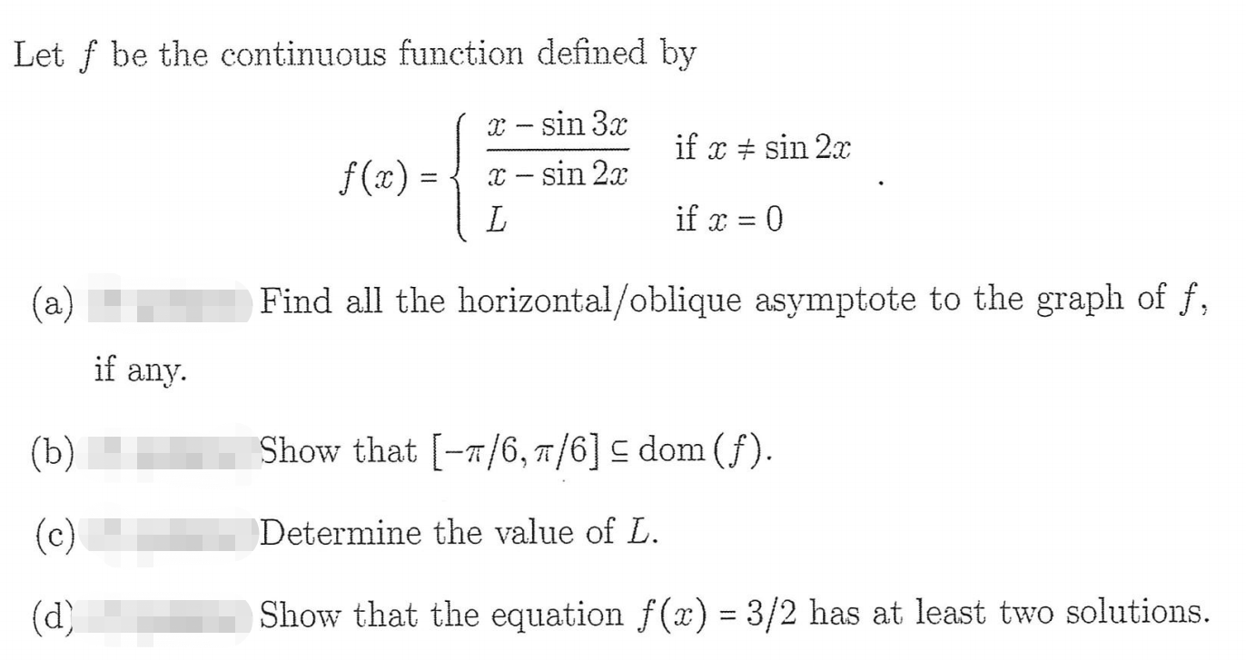 Solved Let f be the continuous function defined by | Chegg.com