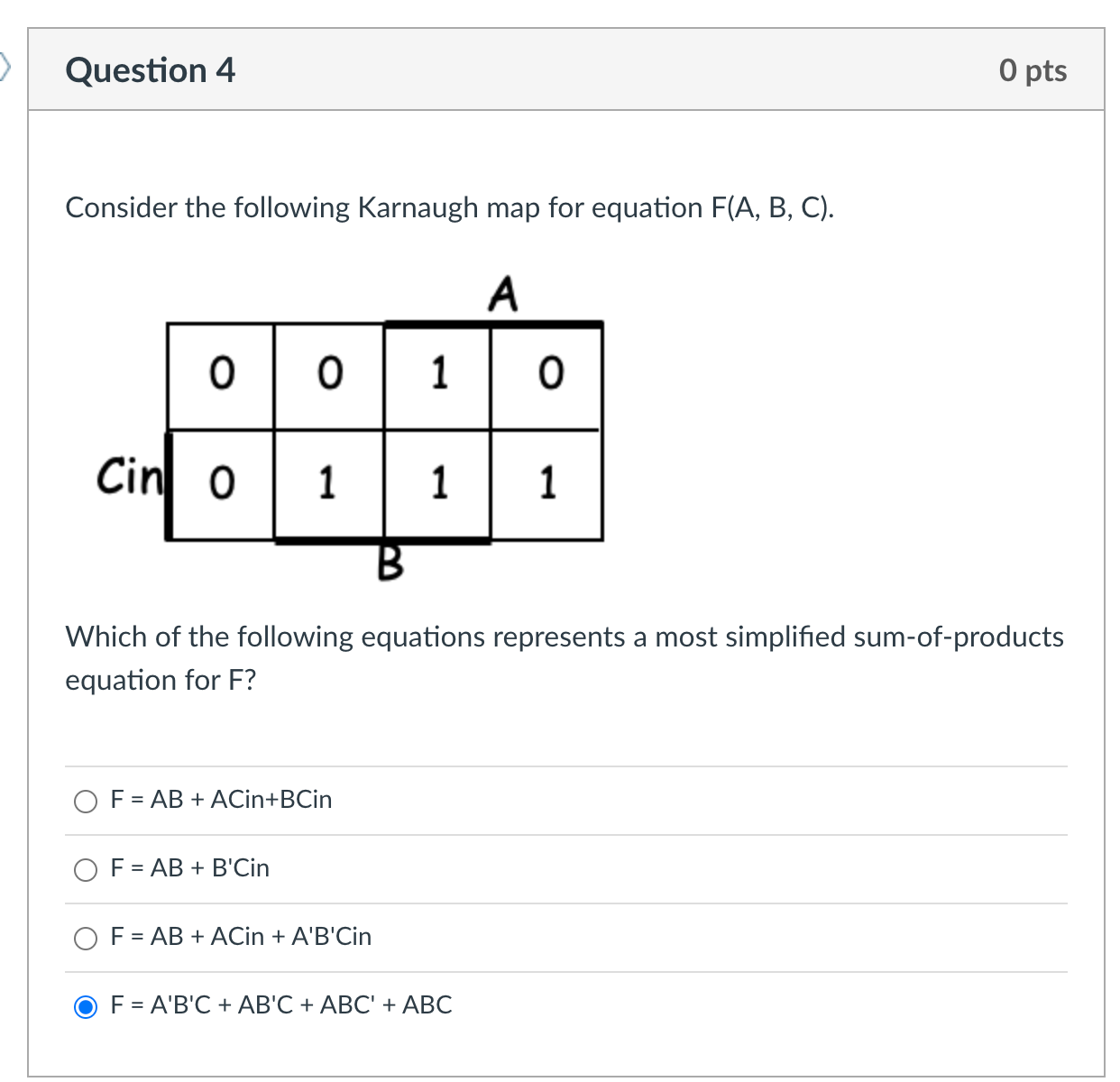 Solved Consider the following Karnaugh map for equation | Chegg.com