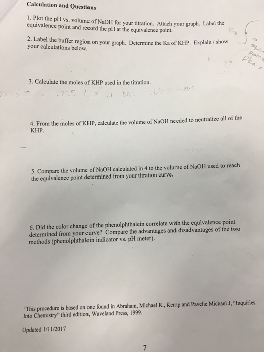 Solved Part B AcidBase Titration Mass KHP u46 Concentration