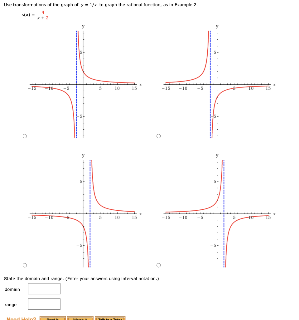 Use Transformations Of The Graph Of Y 1 X To Graph Chegg Com