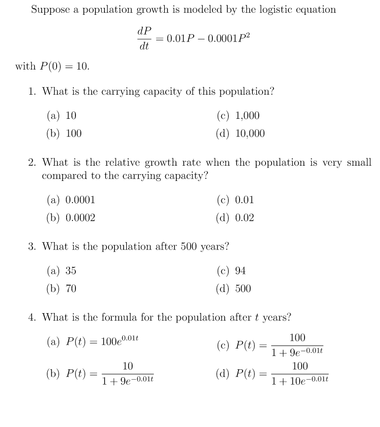 Solved Suppose a population growth is modeled by the | Chegg.com
