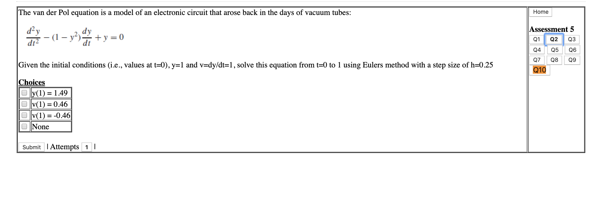 Solved Solve The Following Pair Of Odes Over The Interval Chegg Com