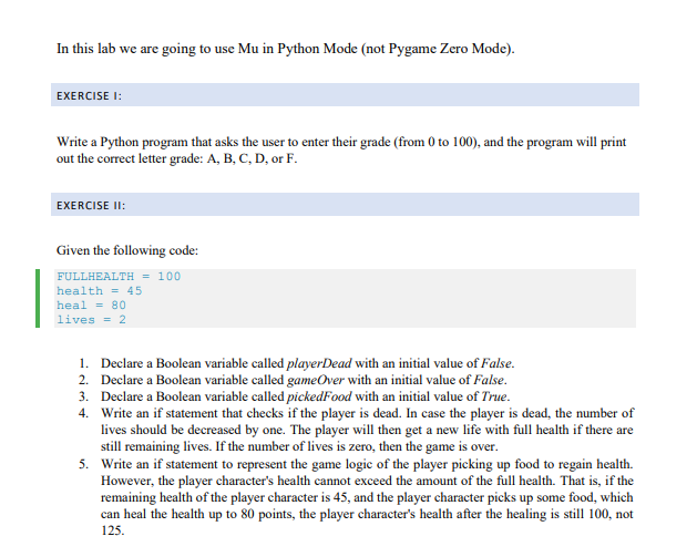 Solved In this lab we are going to use Mu in Python Mode | Chegg.com
