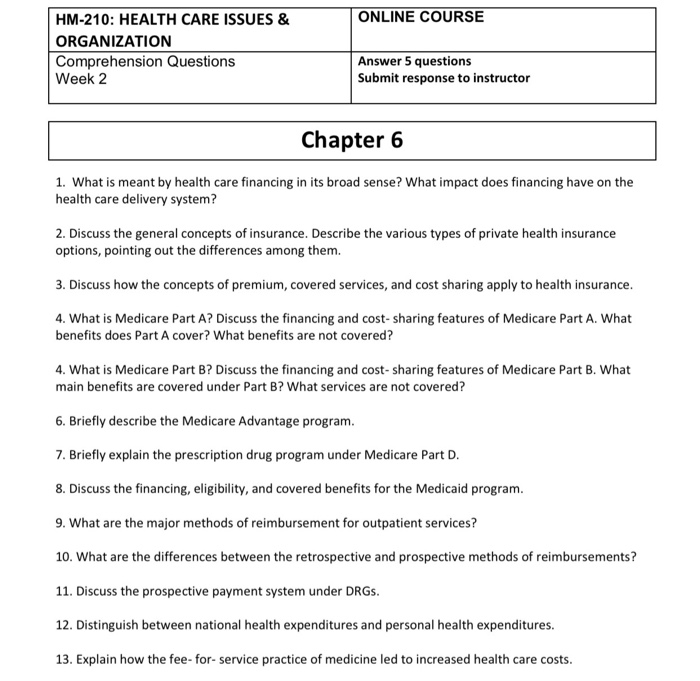 Solved Health care questions please select 5 questions and