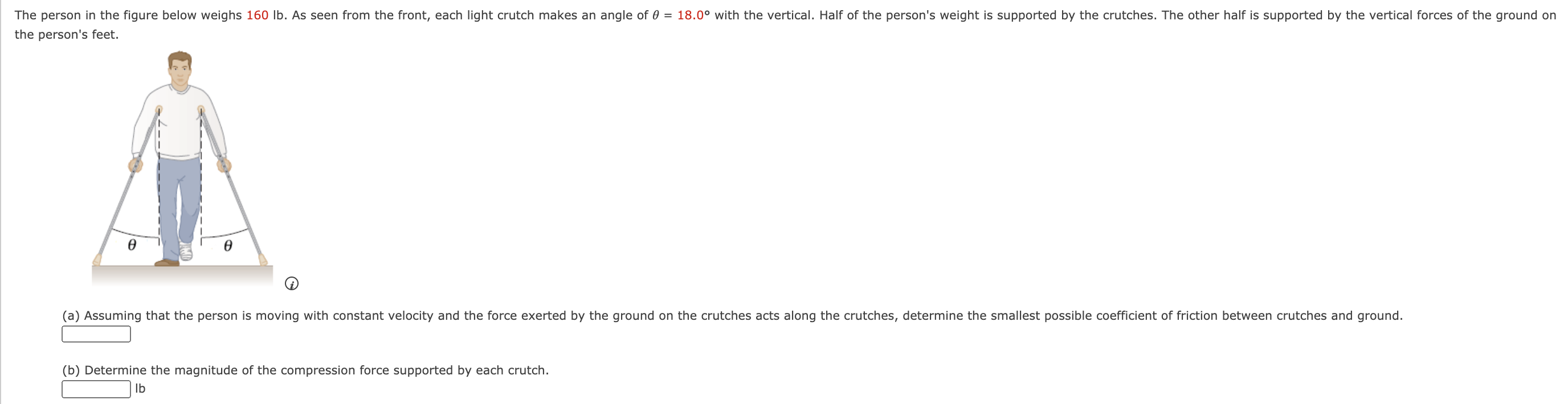 Solved The person in the figure below weighs 160 lb. As seen