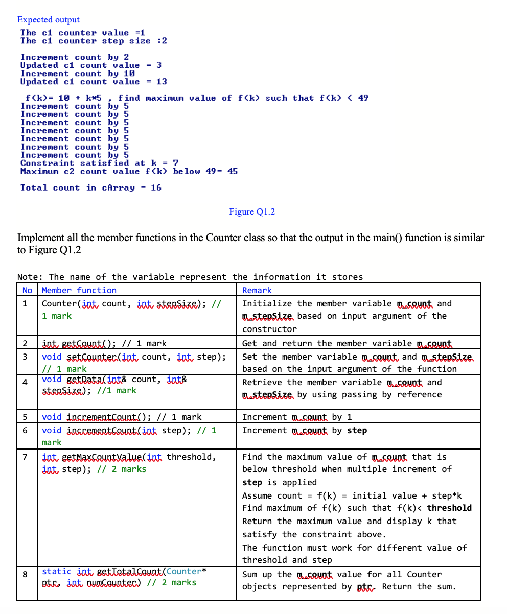 Expected output The c1 counter value =1 The c1 counter step size : 2 Increment count by 2 Updated c1 count value = 3 Incremen