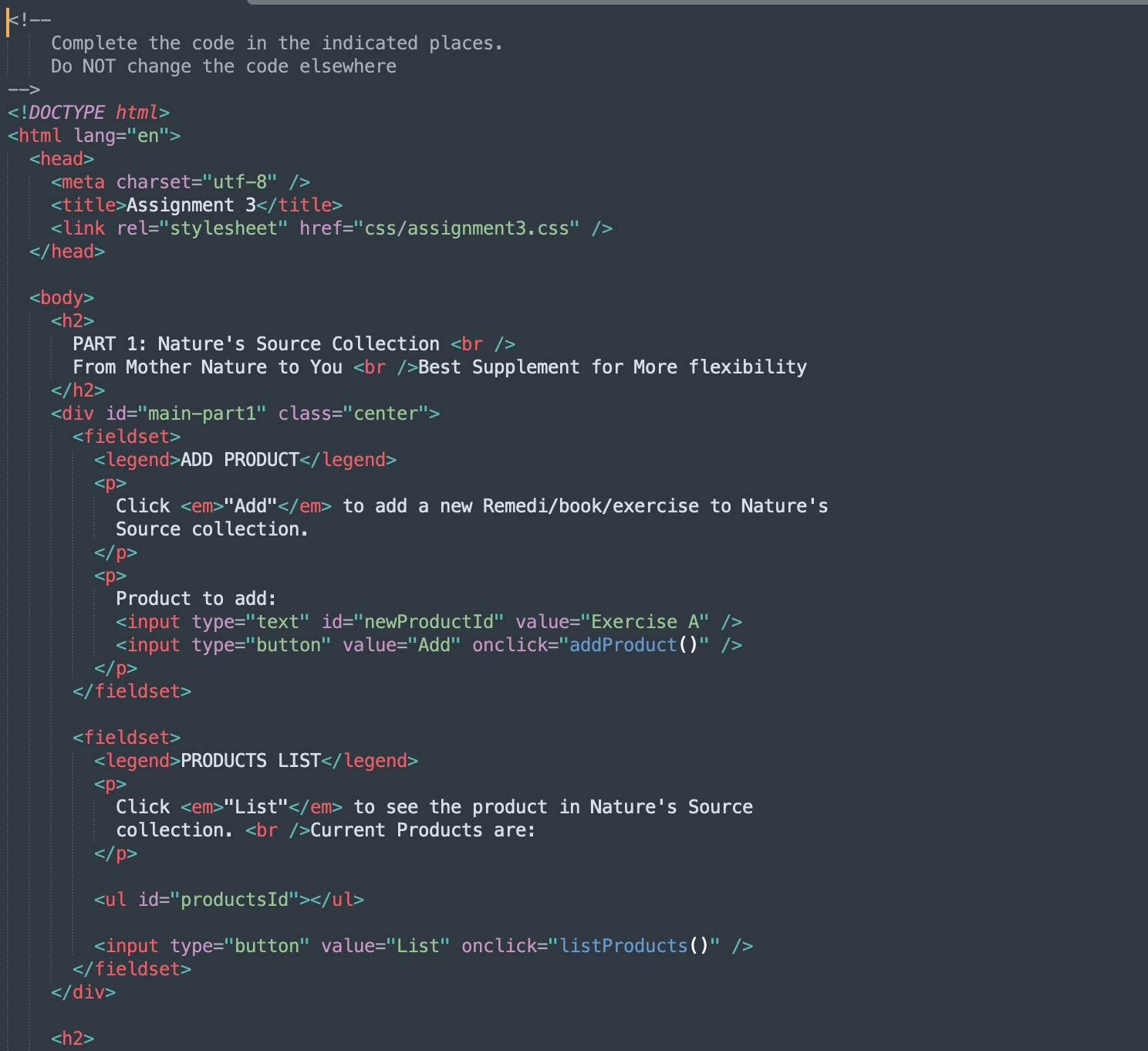 change the code in the js file : Instruction for the | Chegg.com