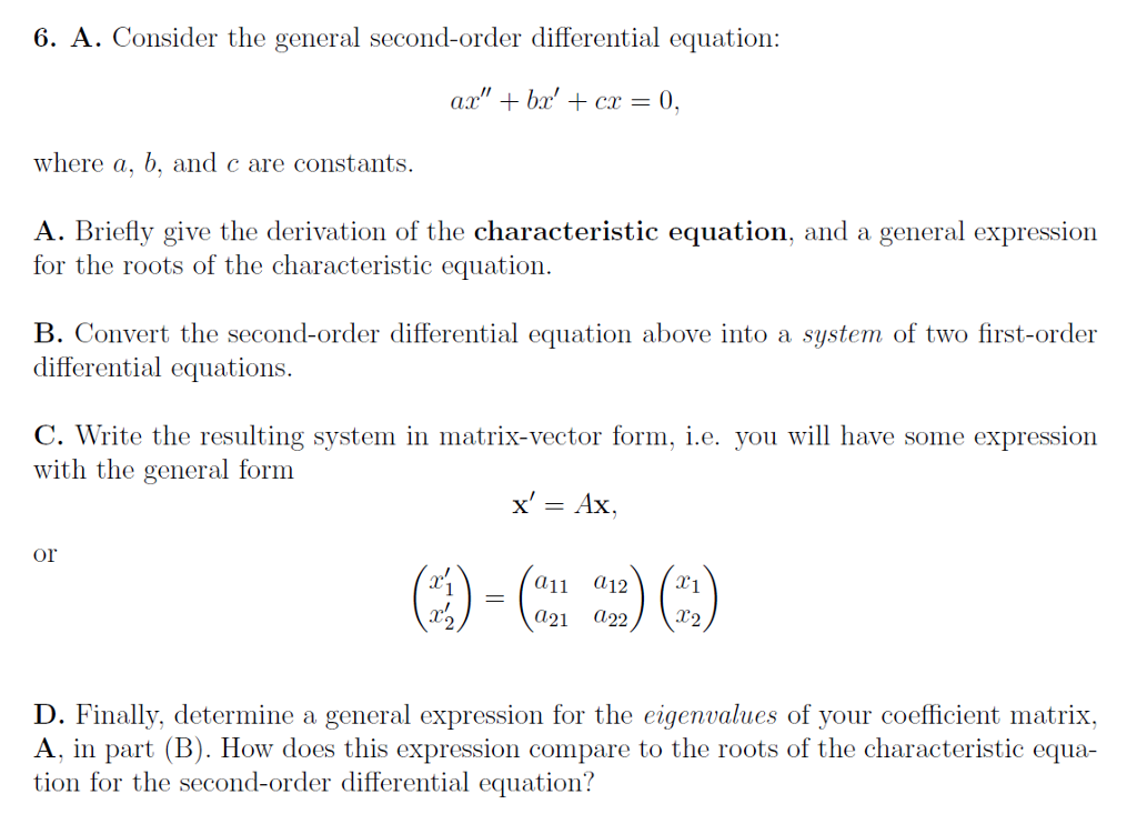 Solved 6. A. Consider the general second-order differential | Chegg.com