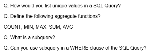 Solved Q. How would you list unique values in a SQL Query? | Chegg.com