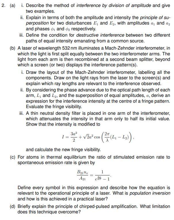 Solved 2. (a) i. Describe the method of interference by | Chegg.com