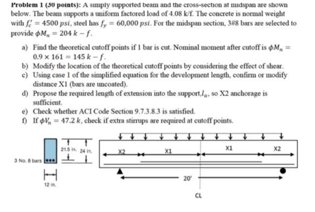 Solved Problem 1 ( 30 points): A simply supported beam and | Chegg.com