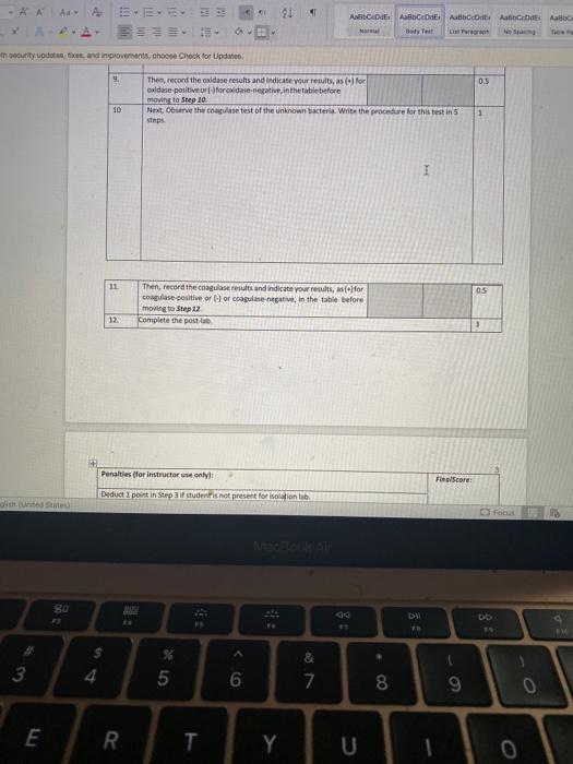 Solved In class report 12 steps for Identification of | Chegg.com