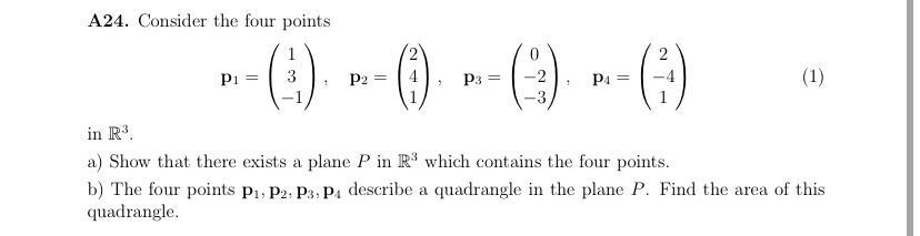 Solved A24. Consider the four points | Chegg.com