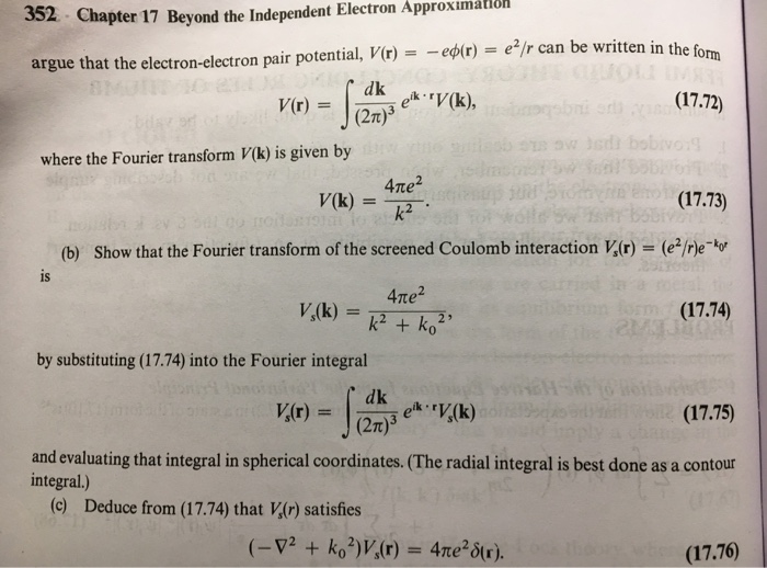 Solved 3 Properties Of The Coulomb And Screened Coulomb