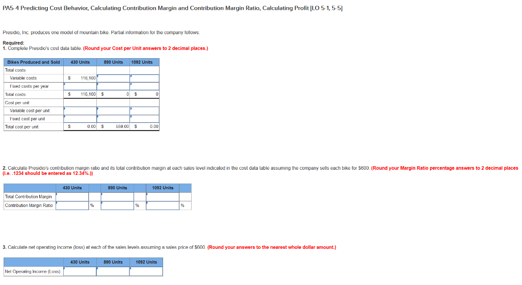 Solved PAS 1 Predicting Cost Behavior, Calculating | Chegg.com