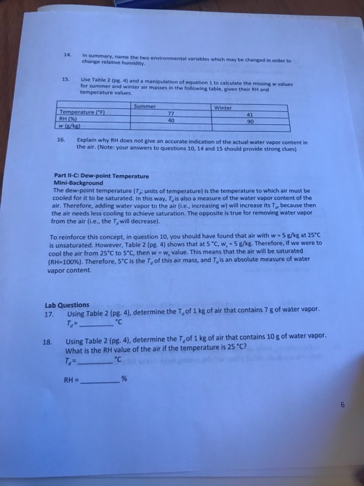 Name Lab 6 Atmospheric Moisture Materiols 1.