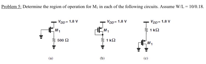Solved Problem 5: Determine the region of operation for Mi | Chegg.com