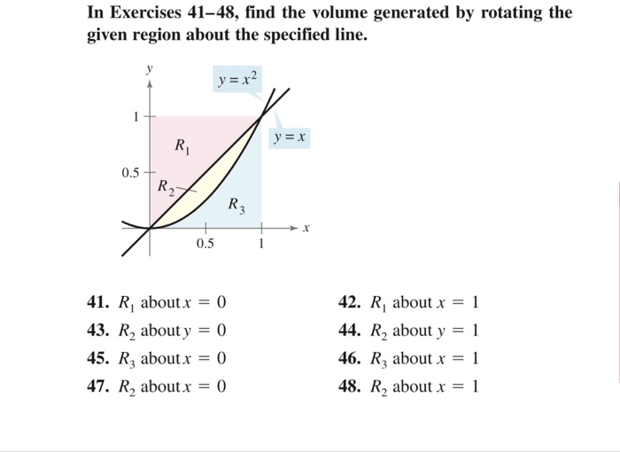 Solved In Exercises 41-48, find the volume generated by | Chegg.com