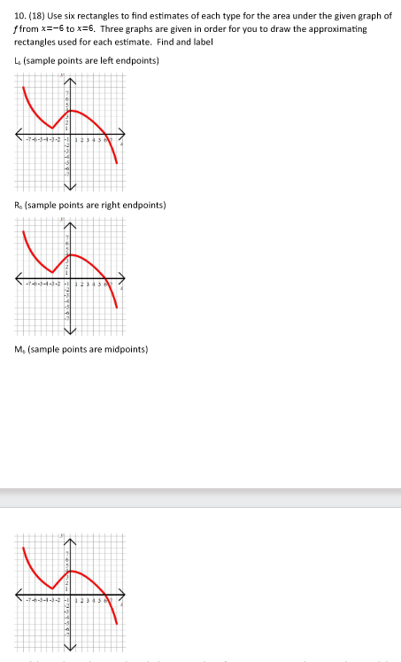 Solved 10. (18) Use six rectangles to find estimates of each | Chegg.com