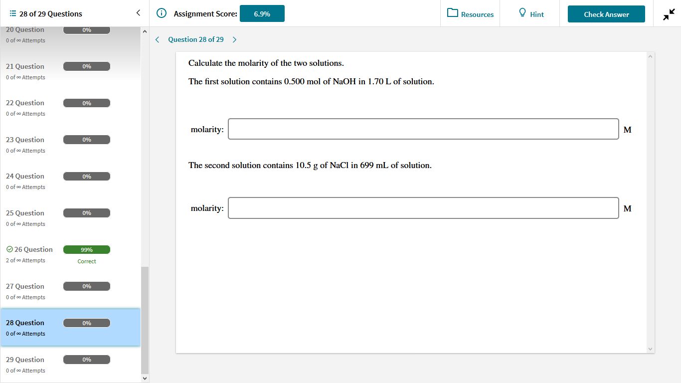 Solved 28 of 29 Questions 20 Question 0 of ∞ Attempts 21 | Chegg.com