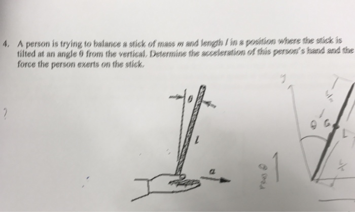 Solved 4. A person is trying to balance a stick of mass m | Chegg.com