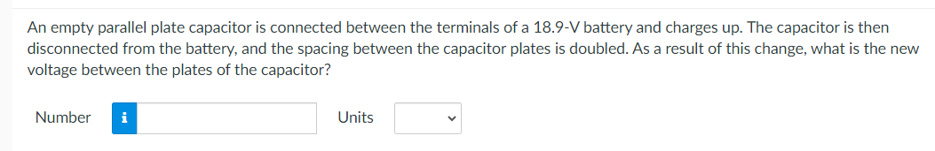 Solved An empty parallel plate capacitor is connected | Chegg.com