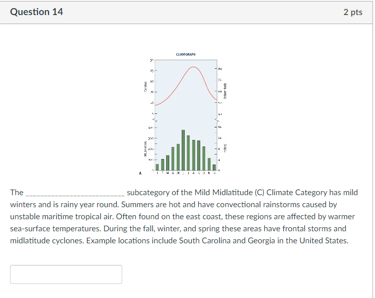 Solved The subcategory of the Mild Midlatitude (C) Climate | Chegg.com