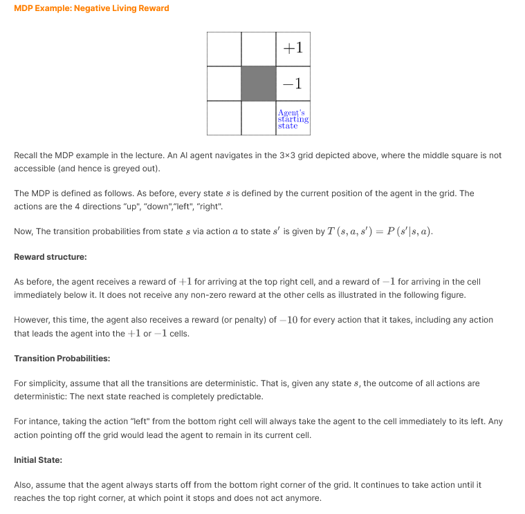 Solved MDP Example: Negative Living Reward Recall the MDP | Chegg.com