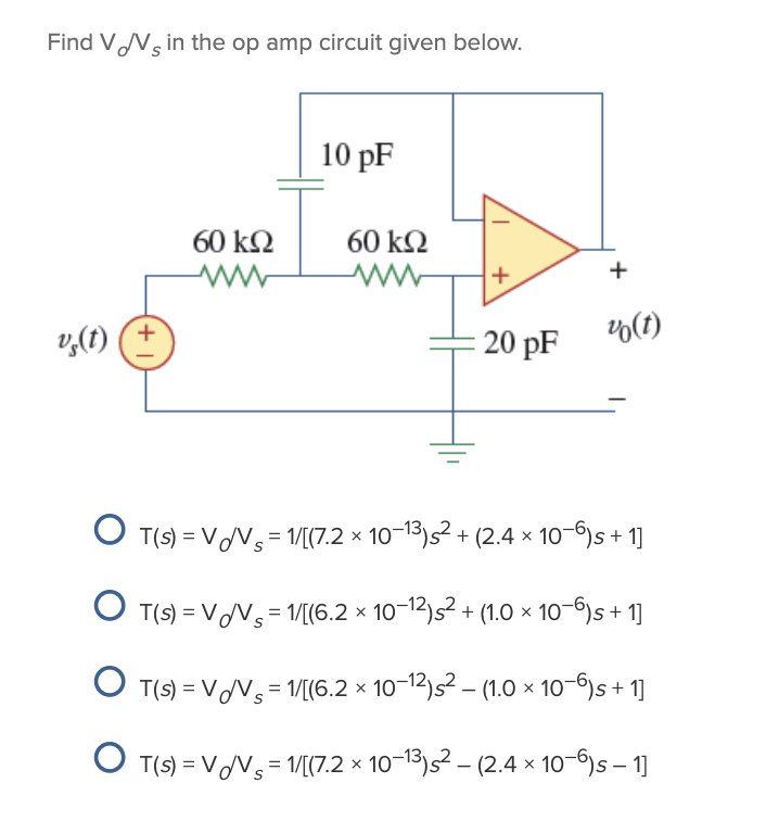 Solved Find Vn In The Op Amp Circuit Given Below 10 Pf 60 Chegg Com