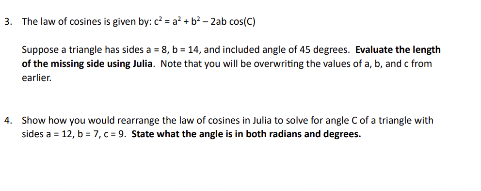 Solved The law of cosines is given by c2 a2 b2 2abcos C Chegg