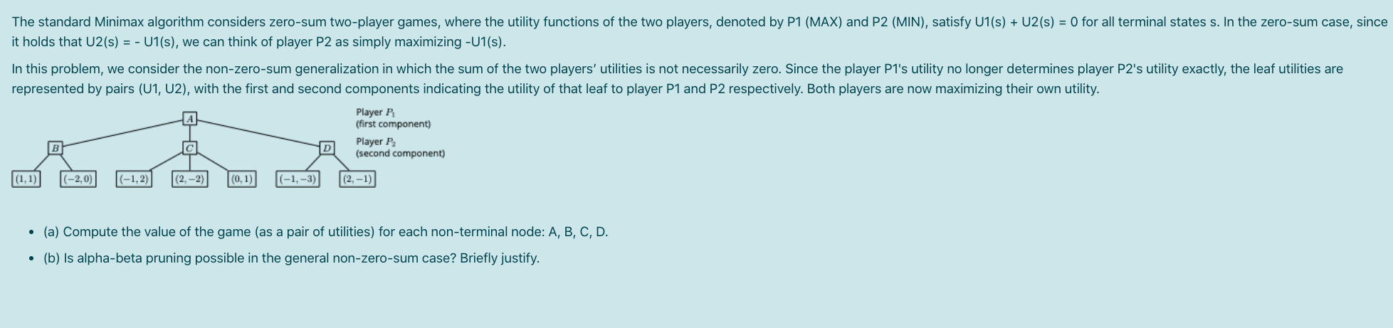 Solved The standard Minimax algorithm considers zero-sum | Chegg.com