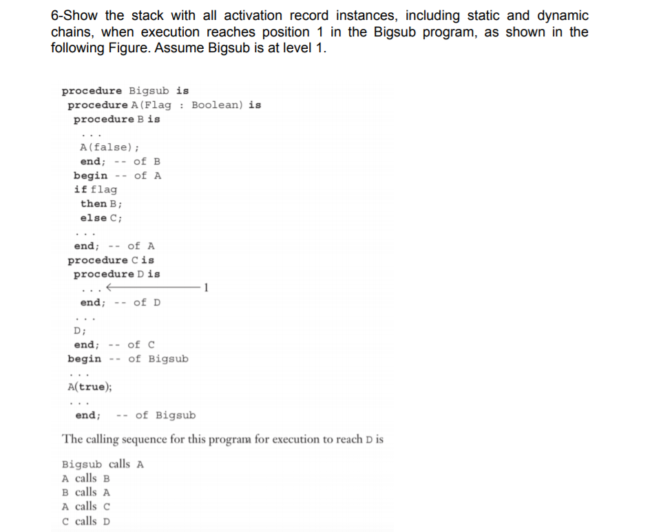 Solved 6-Show the stack with all activation record | Chegg.com
