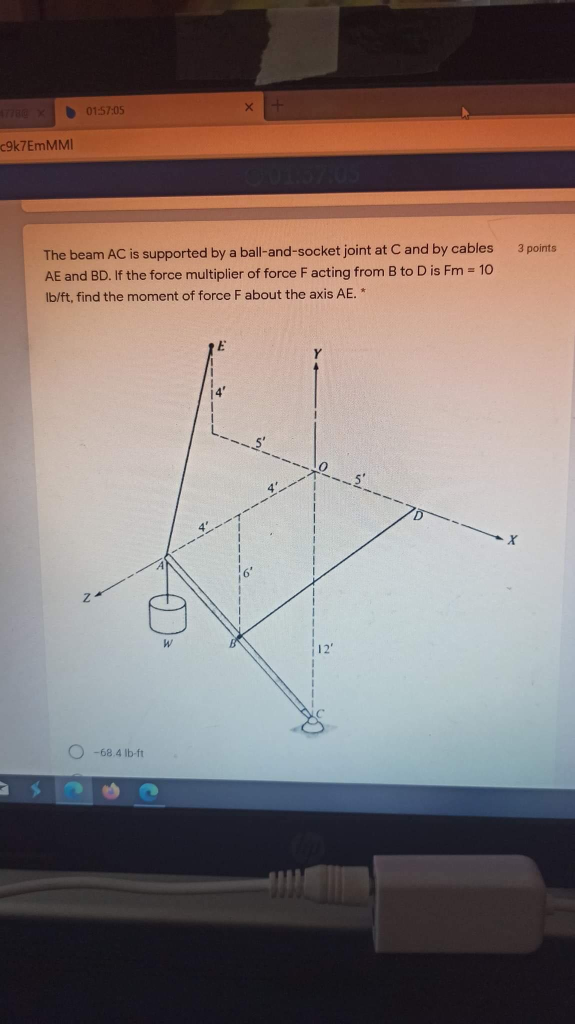 Solved The Beam Ac Is Supported By A Ball And Socket Joint Chegg Com