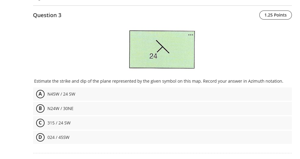 Solved Question 3Estimate the strike and dip of the plane | Chegg.com