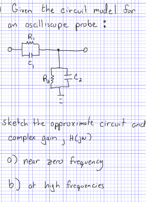 Solved Given the circuit model for an oscilliscupe probe: | Chegg.com