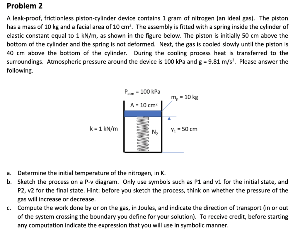 Solved A leakproof, frictionless pistoncylinder device