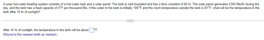 Solved A solar hot-water-heating system consists of a | Chegg.com