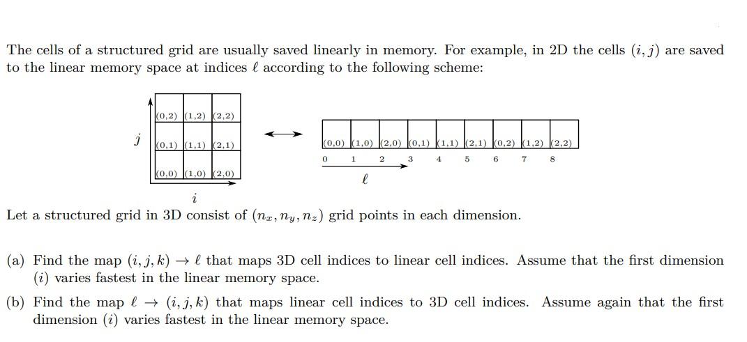 The cells of a structured grid are usually saved | Chegg.com