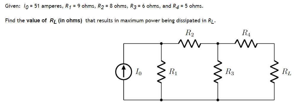 Solved Given: I0=51 amperes, R1=9ohms,R2=8ohms,R3=6ohms, and | Chegg.com