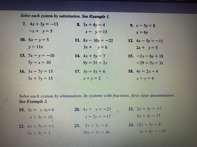 Solved Solve Each System By Substitution See Example 1 7 Chegg Com