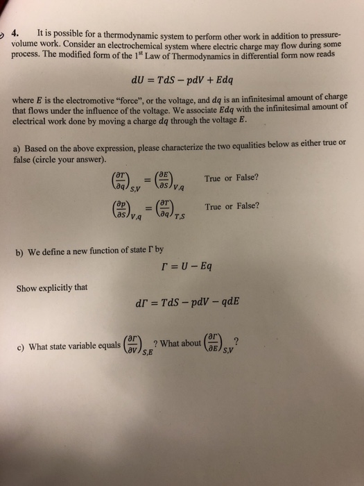 Solved 4. It is possible for a thermodynamic system to | Chegg.com