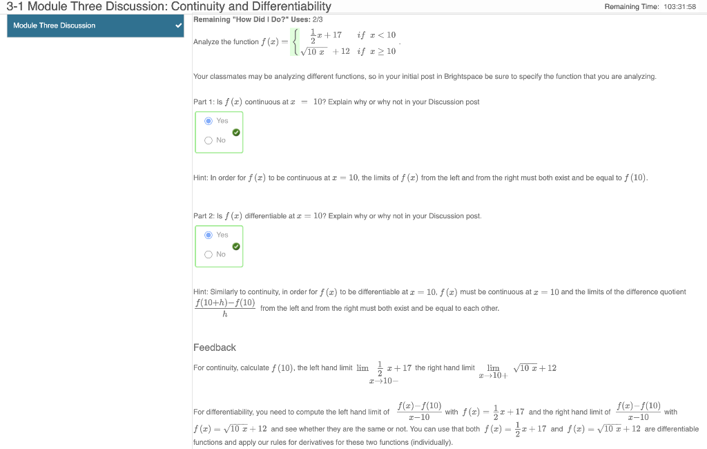 Solved 3-1 Module Three Discussion: Continuity and | Chegg.com